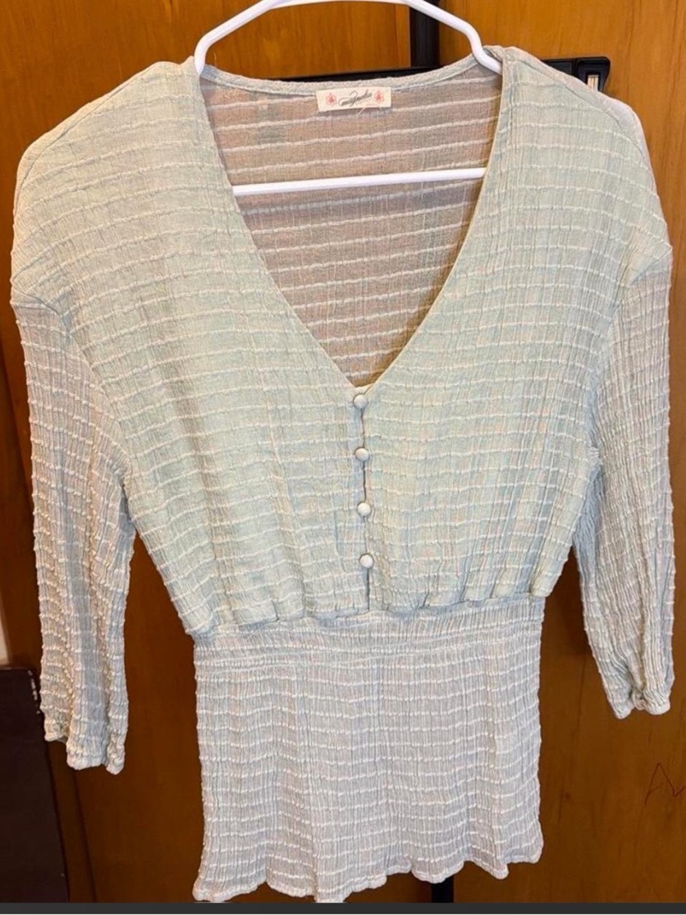 Magnolia Light Sage Textured V-Neck Peplum Tunic